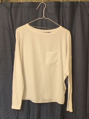 Apt. 9 Cream Long-Sleeve Pocket Tee